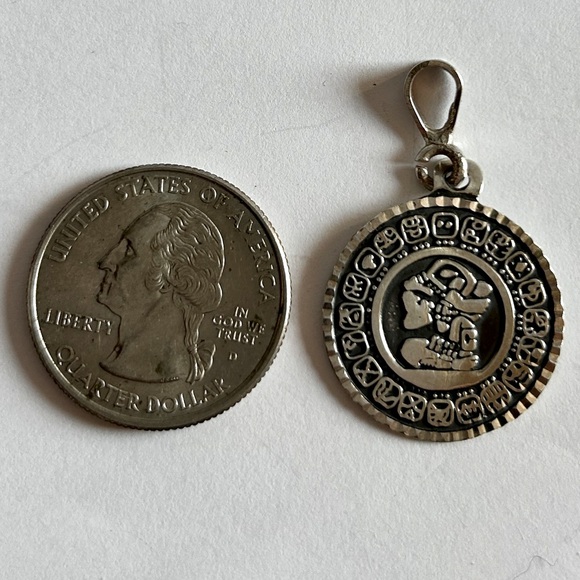 Heavy Vintage Pendant Mayan Aztec Silver 950 Mexico Taxco Signed - Picture 5 of 5